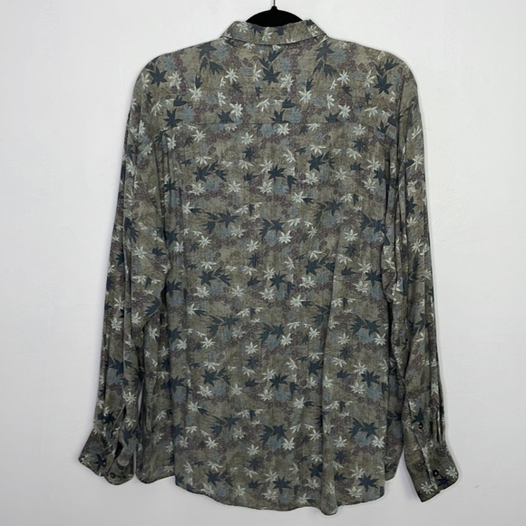 VINTAGE Cacharel Designer Muted Tones Leaves Print Buttons Down Shirt - Picture 10 of 11